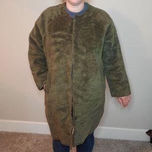 Topshop green fuzzy coat